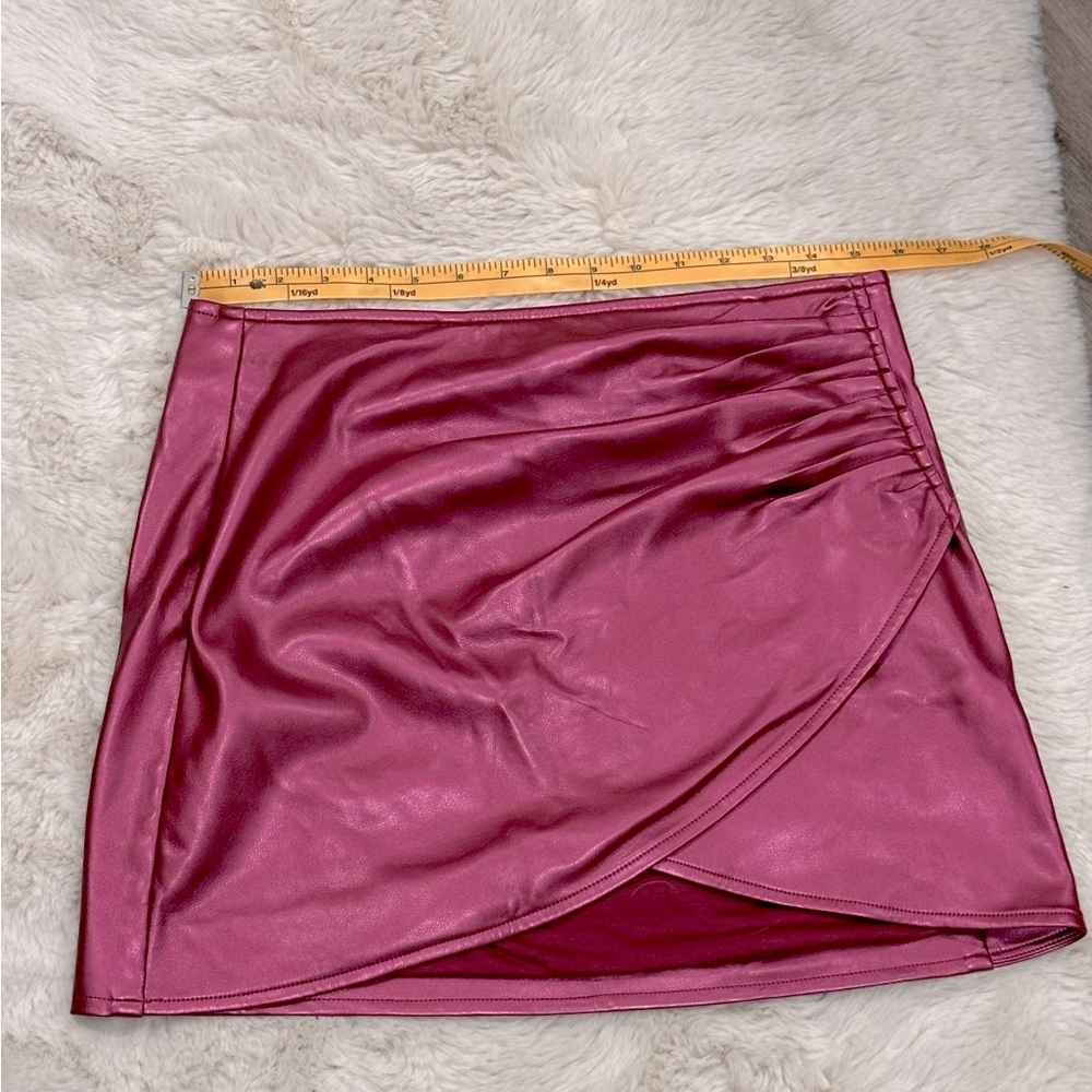 Avec Les Filles Pink Pleather Mini Skirt Sz M